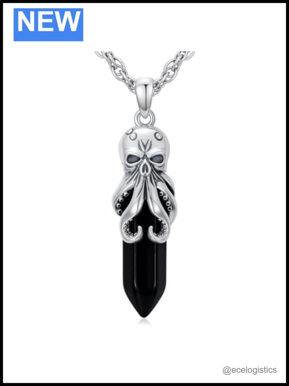 925 sterling silver octopus skull pendant necklace crystal unisex